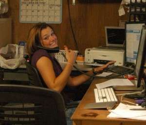 Lindsey at the Raft One reservation desk